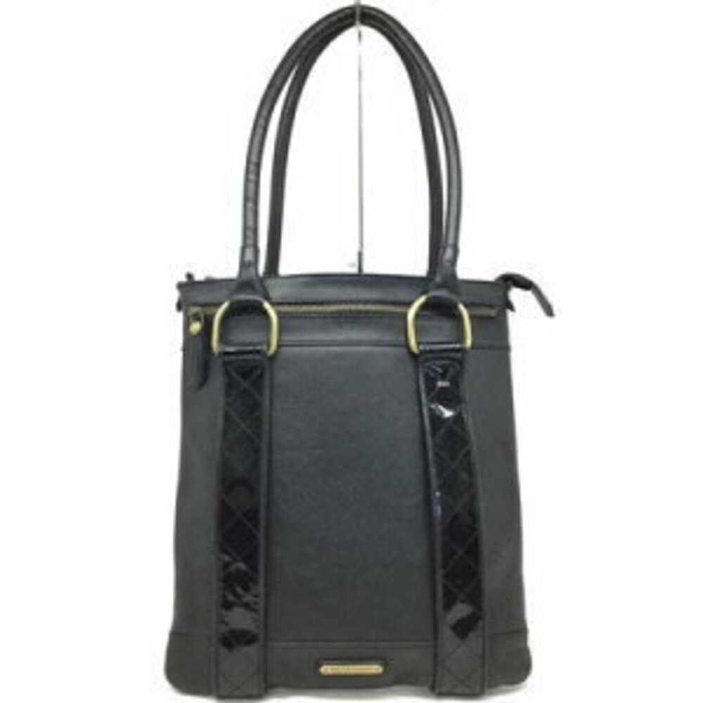 Burberry Tote Bag Shoulder Leather Enamel Black